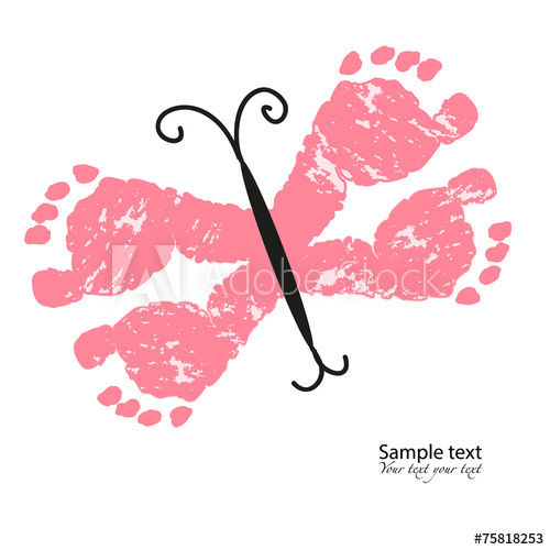 500x500 Baby Footprints With Butterfly Vector Background