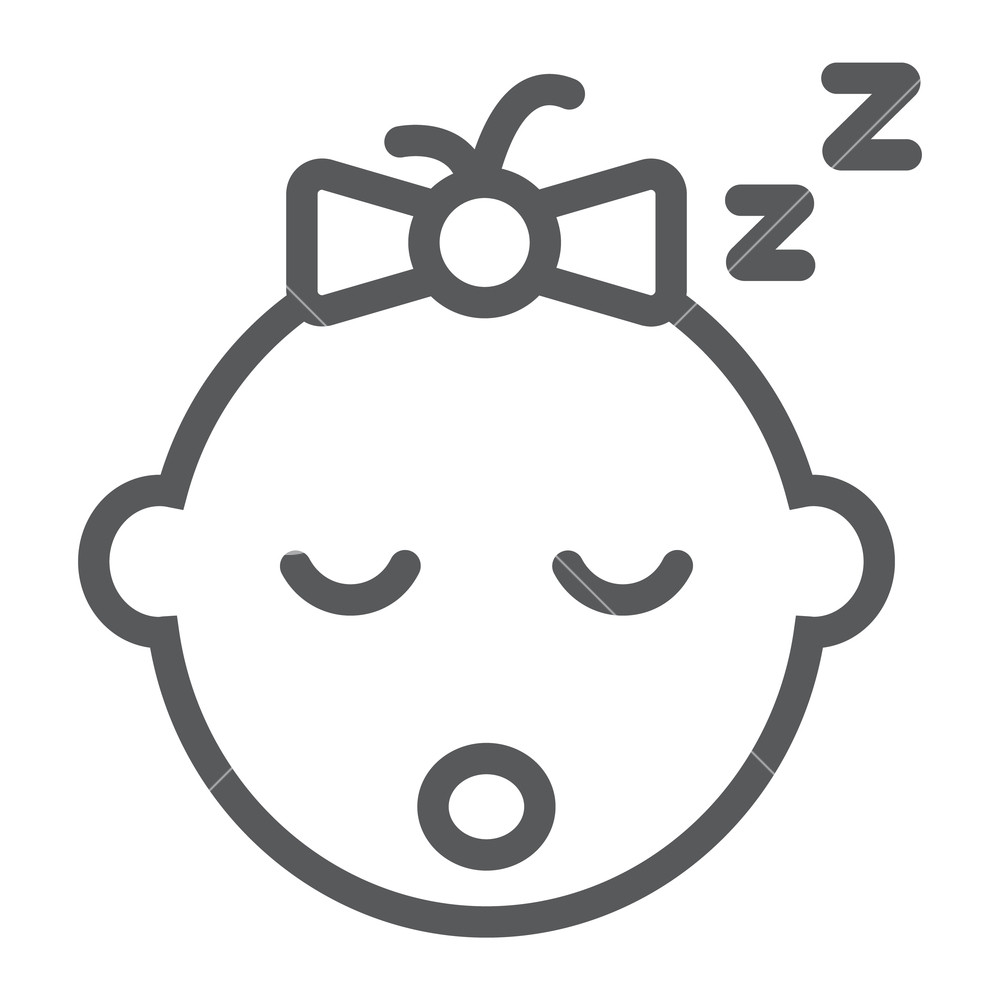 1000x1000 Baby Girl Sleep Line Icon, Child And Face, Girl Sign, Vector