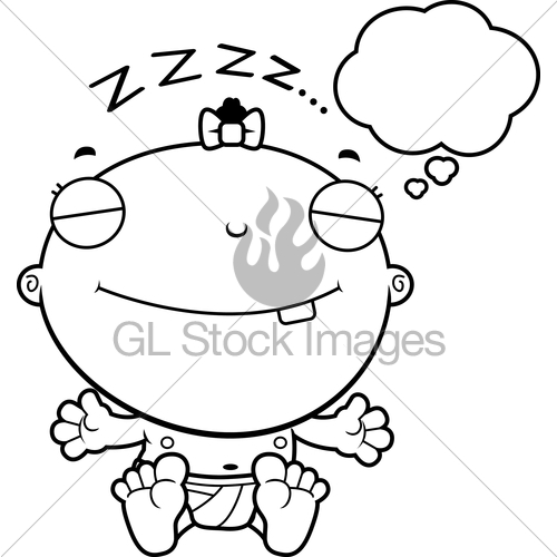 500x500 Cartoon Baby Girl Dreaming Gl Stock Images
