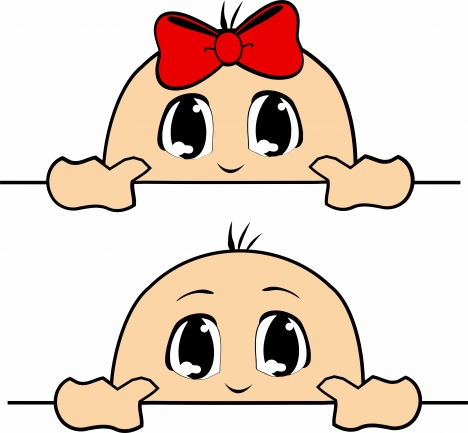 468x433 Peeking Baby Boy And Baby Girl Vectors Stock In Open Office