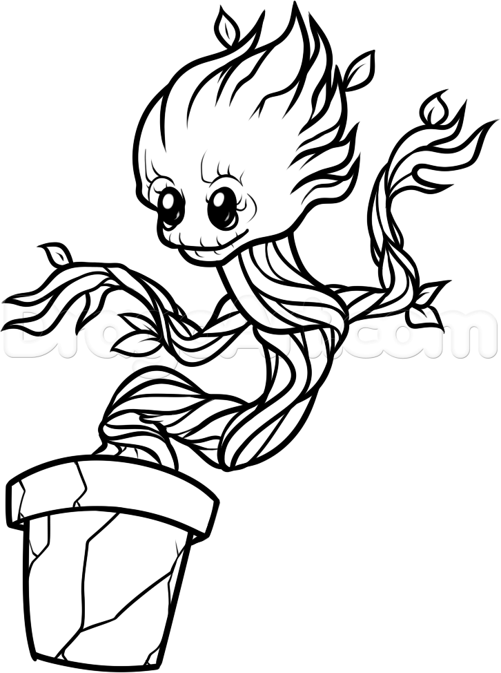 726x974 How To Draw Baby Groot Step Baby Drawing, Baby
