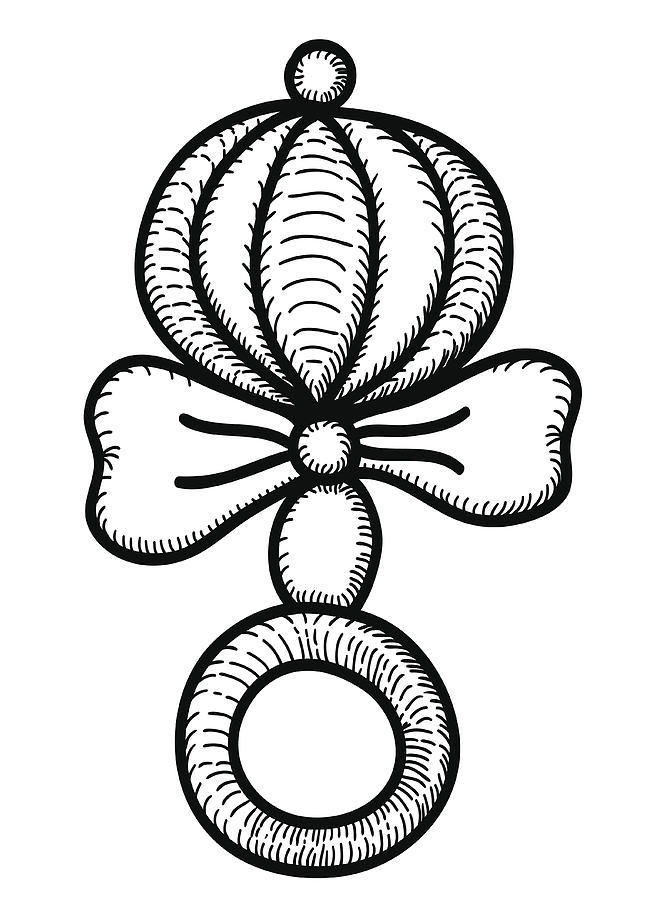 659x900 Hand Drawn Baby Rattle