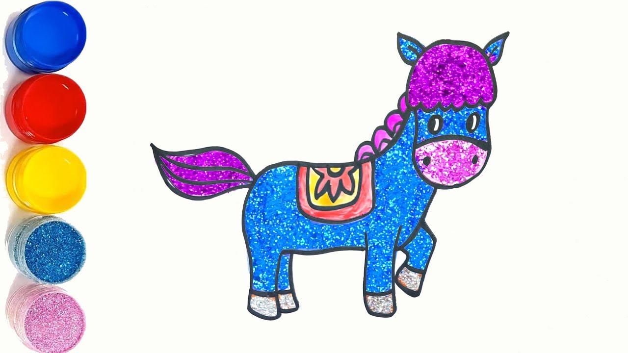 1280x720 Glitter Baby Horse Coloring And Drawing Learn Colors For Kids