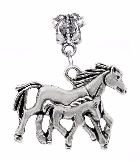 557x640 Mother Baby Horse Foal Colt Equestrian Animal Dangle Charm