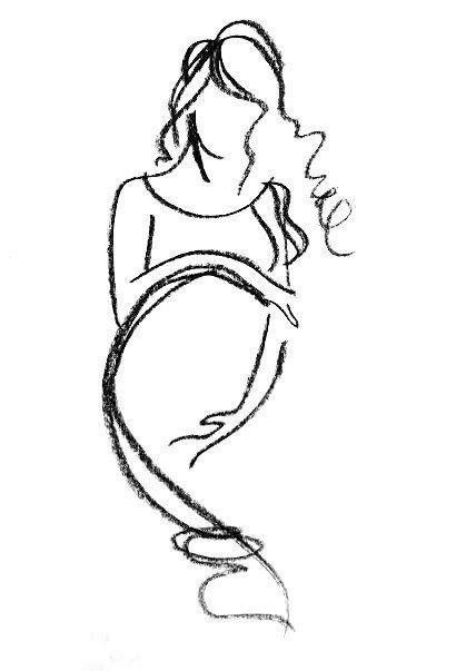 410x603 Pregnant Shirt Illustration Drawings, Charcoal