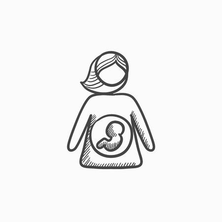 450x450 baby fetus in mother womb vector sketch icon isolated