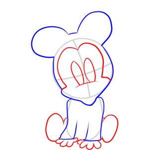 302x302 How To Draw Baby Minnie Mouse, Step