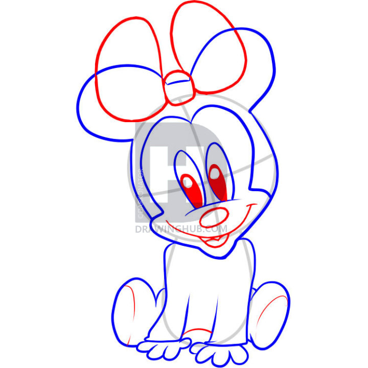 720x720 How To Draw Baby Minnie Mouse, Step