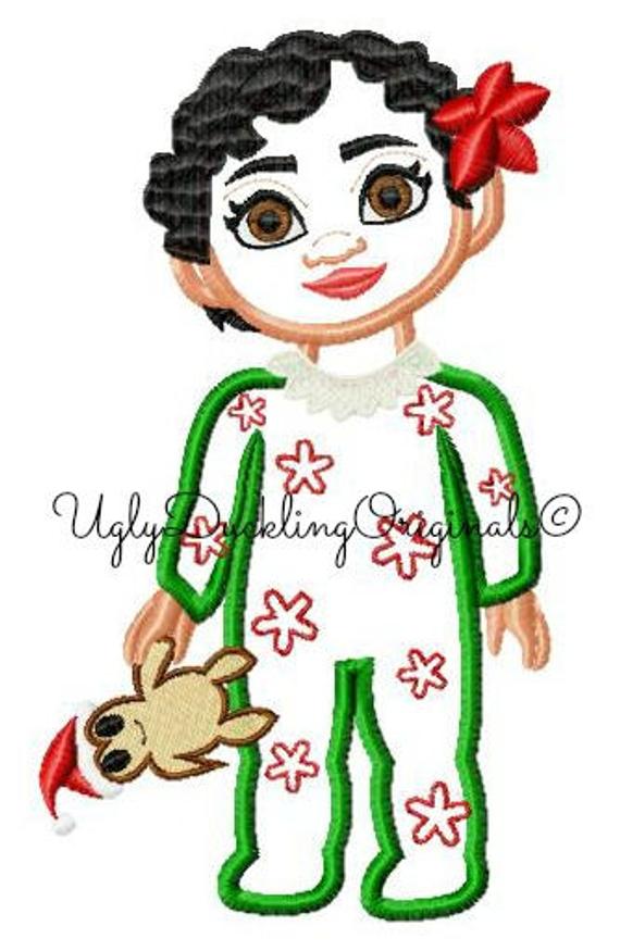 570x875 Baby Moana Christmas Pajamas Applique Design Original Artwork Etsy