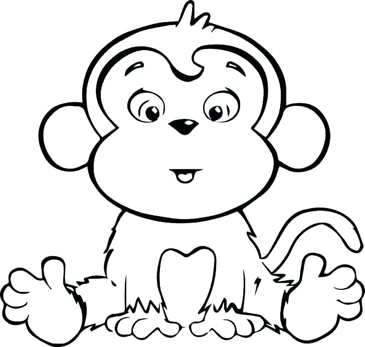 728x692 Baby Monkey Drawing Cute Baby Monkey Line Drawing