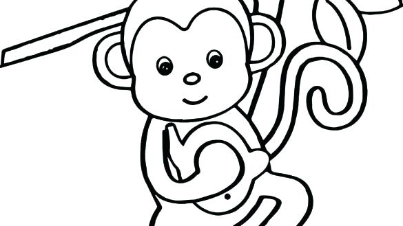 585x329 Baby Monkey Coloring Pages