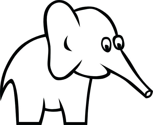 600x489 Elephant Face Outline Cartoon Outline Elephant Clip Art Free