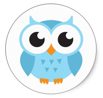 430x412 Cute Blue Cartoon Baby Owl Stickers