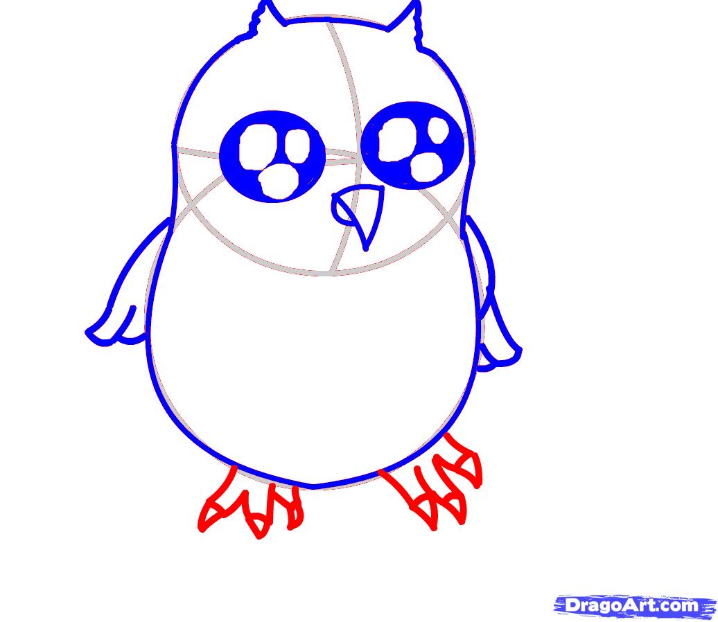 1036x898 How To Draw A Baby Owl, Step