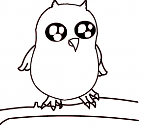 302x262 How To Draw A Baby Owl, Step