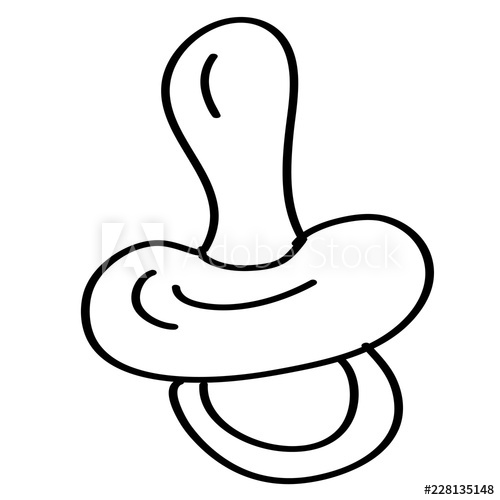 500x500 Doodle Cartoon Baby Pacifier On White Background
