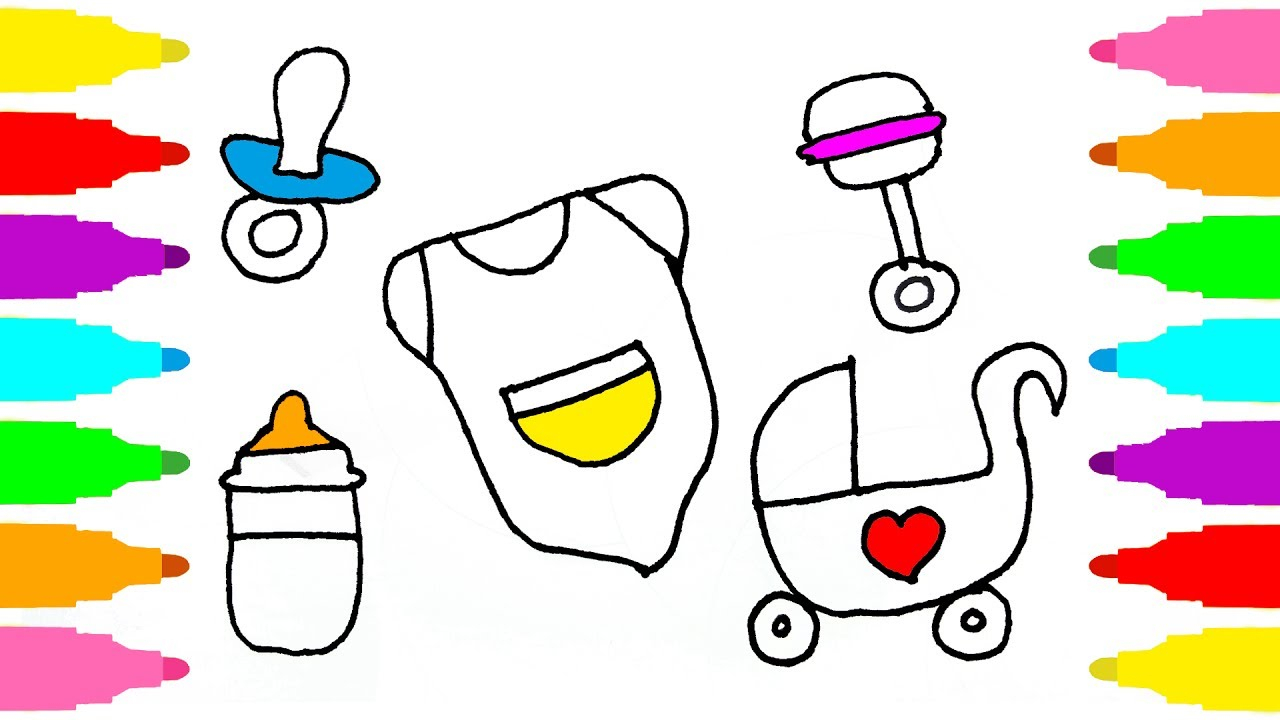 1280x720 How To Draw Baby Bottle How To Draw Set For Baby Care