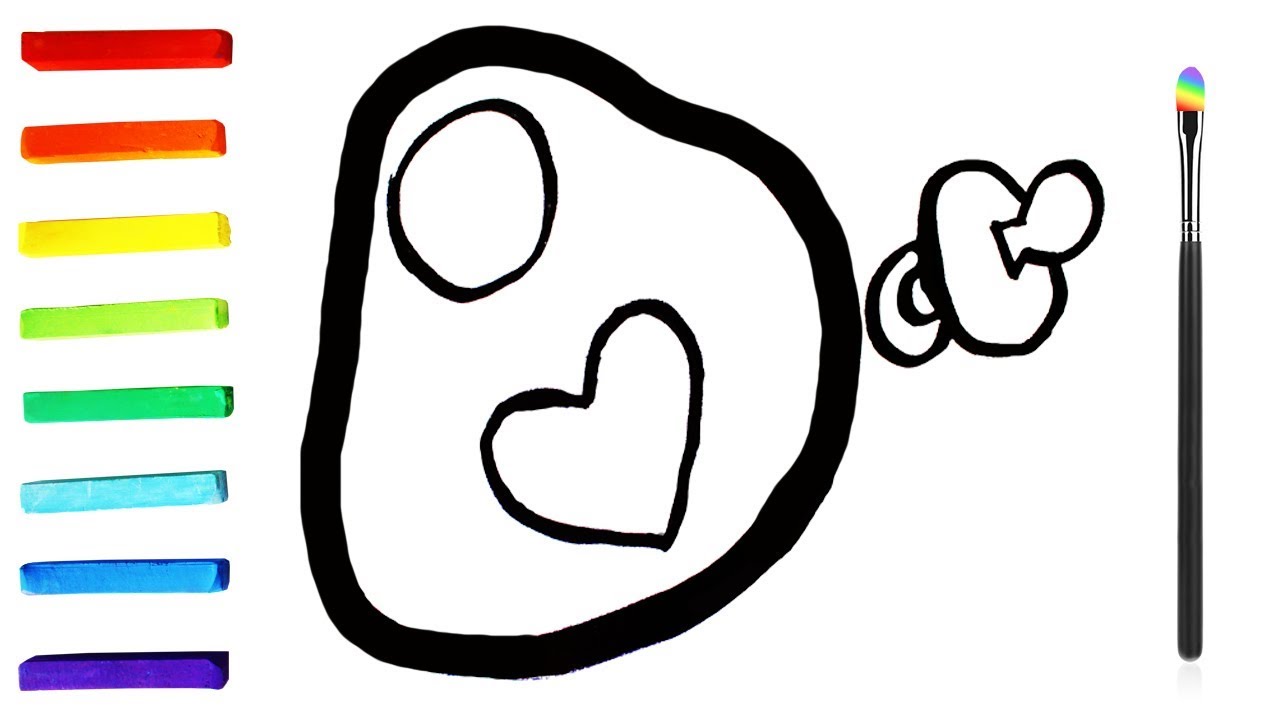 1280x720 Baby Pacifier And Bib Coloring And Drawing For Kids, Let's Draw