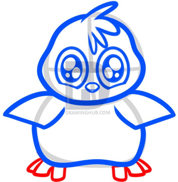 703x720 How To Draw A Baby Penguin, Step