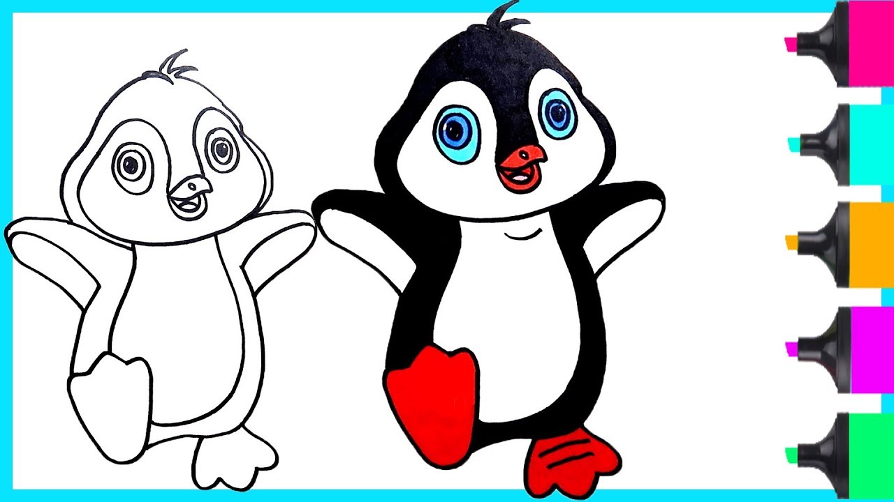 1280x720 How To Draw Dancing Cute Baby Penguin Easy Step