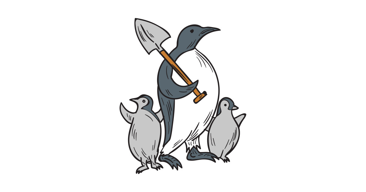 1200x630 Penguin Holding Shovel With Chicks Drawing