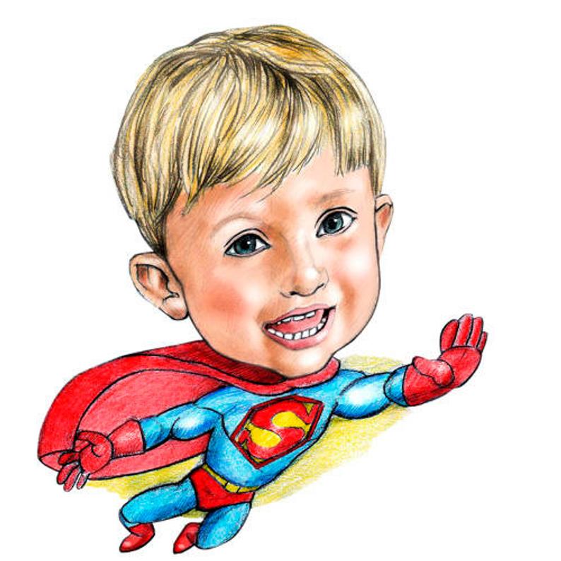 794x794 Color Hand Drawn Portrait Of Your Child Funny Caricature Etsy