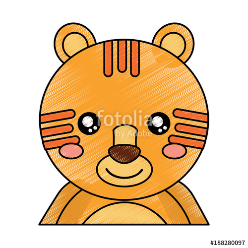 500x500 Cute Portrait Tiger Animal Baby Vector Illustration Drawing Design