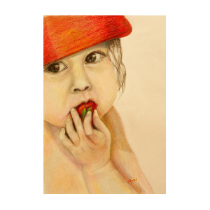 300x300 Baby With A Strawberry Drawing