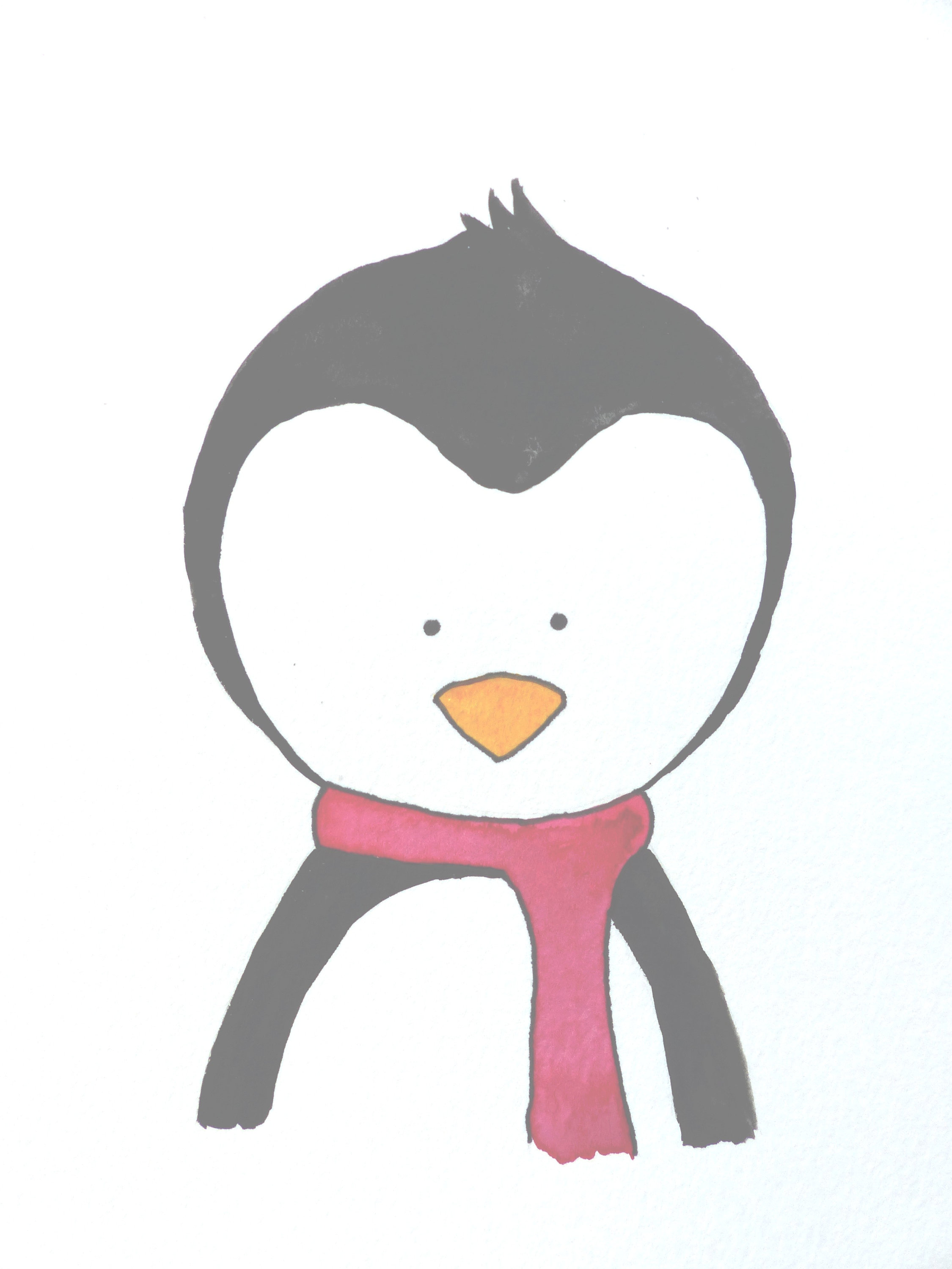 2250x3000 Baby Penguin Watercolor Drawing Etsy