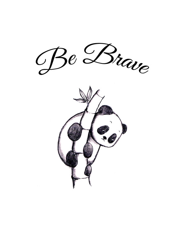 600x750 Be Brave Panda Print Nursery Bedroom Baby Room Art Seed Print