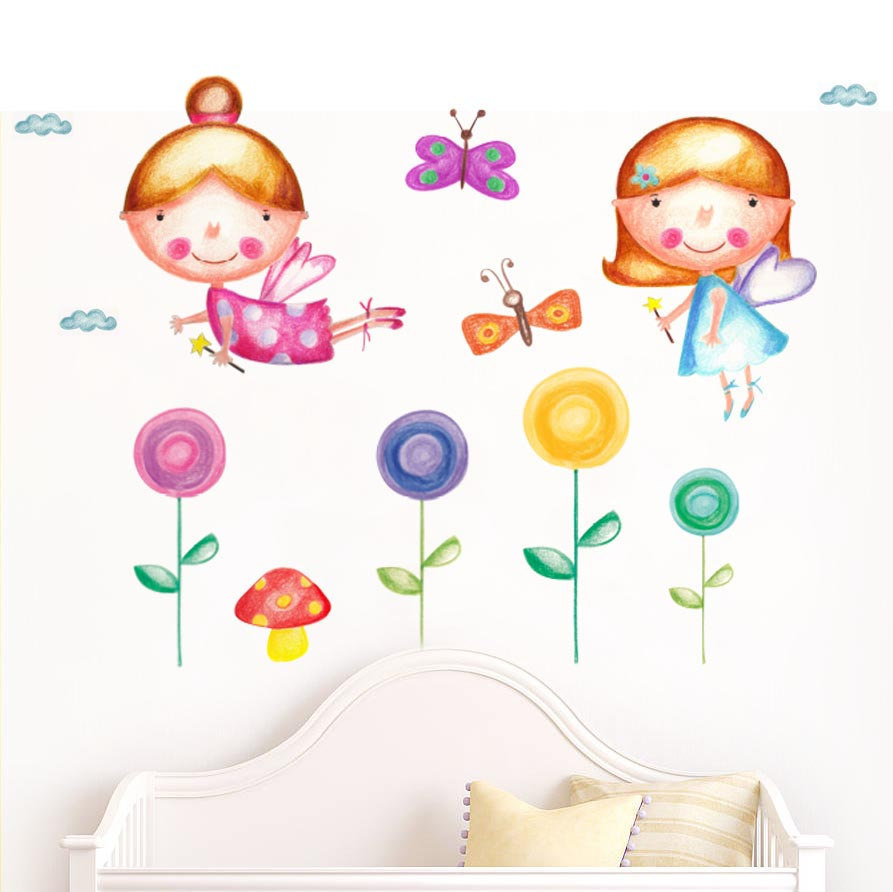 893x892 flower wall decals fairy girl gift fairy baby room fairy etsy