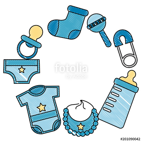 500x500 Baby Shower Newborn Boy Gifts Accessories Vector Illustration