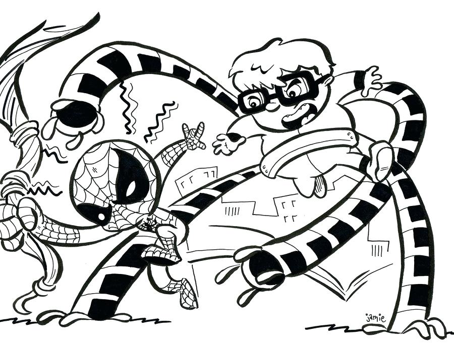 900x691 Spiderman And Dr Octopus Coloring Pages Doc Drawing At Free