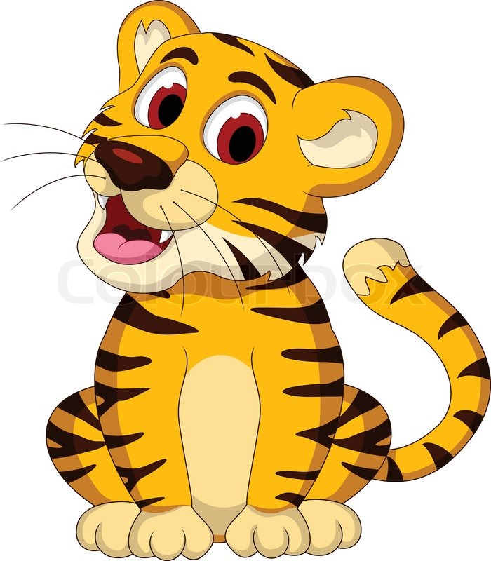 700x800 Cute Baby Tiger Sitting Stock Vector Colourbox