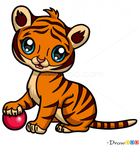 287x300 How To Draw Baby Tiger, Cute Anime Animals