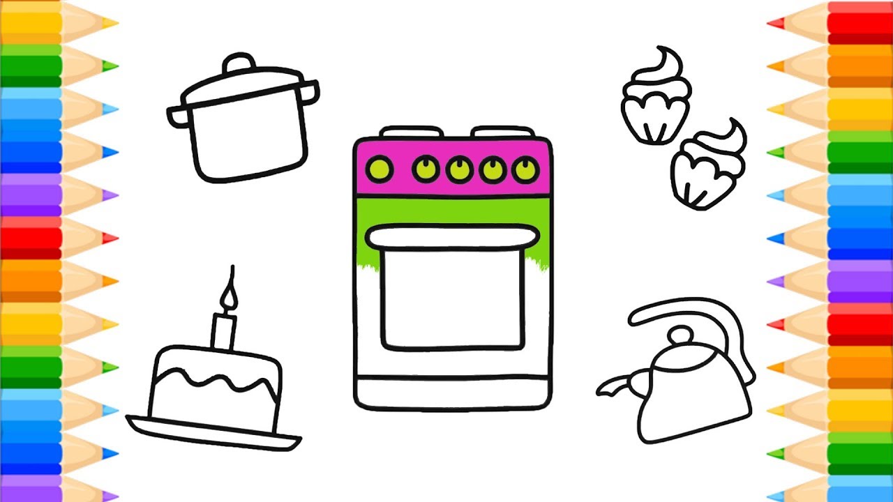 1280x720 How To Draw Baby Toys Kitchen Art And Coloring Book For Kids