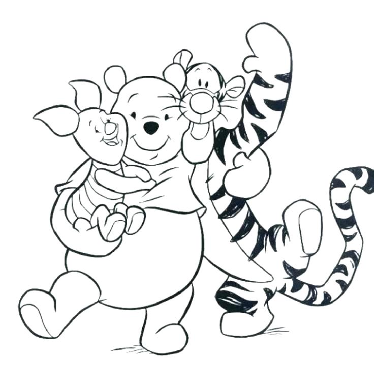 736x761 Baby Winnie The Pooh Characters Coloring Pages And Kanga Drawings