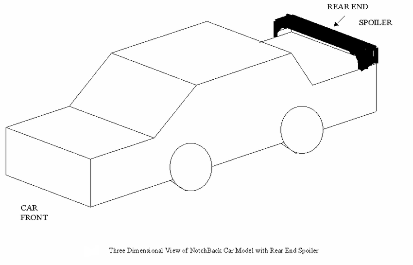 850x545 Three Dimensional View Of Notch Back Car With Rear End Spoiler