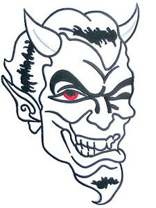 225x300 Devil Head Skull Rockabilly Hot Rod Embroidered Giant Jacket Back