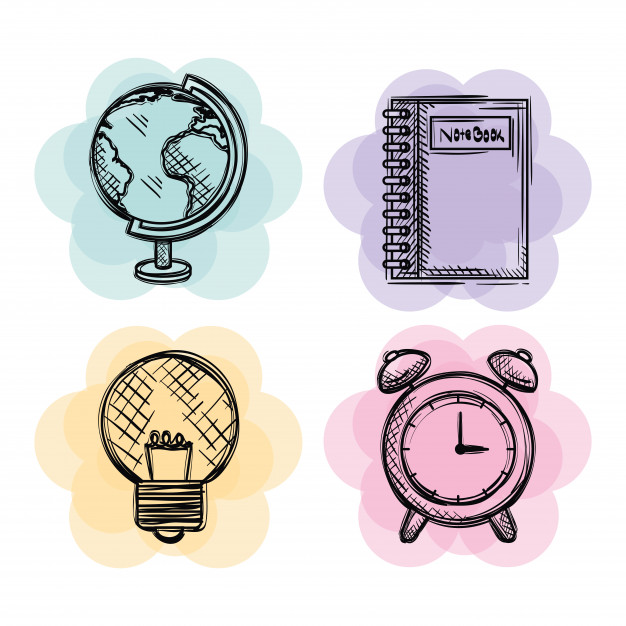 626x626 Back To School Set Icons Drawings Vector Illustration Design