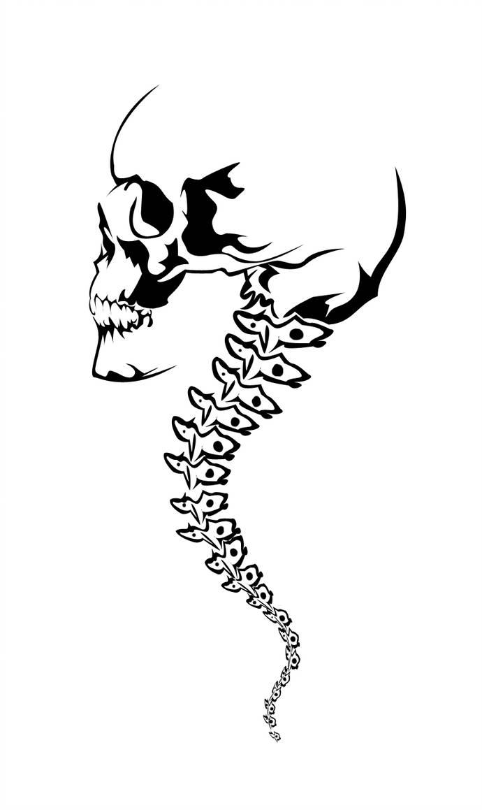 690x1159 Skull And Backbone Tattoo