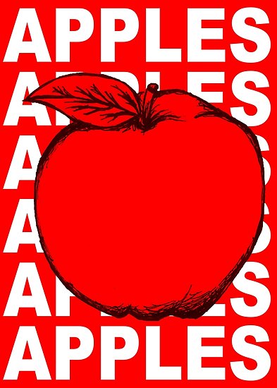 393x550 Red Apple Fruit Food On Red Background Design Drawing Illustration