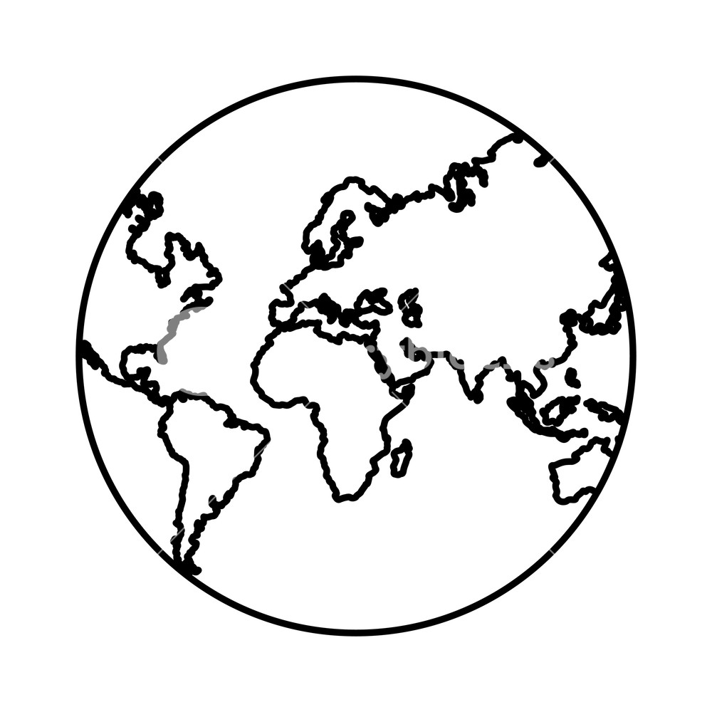 1000x1000 Earth Globe Map Drawing In White Background Vector Illustration