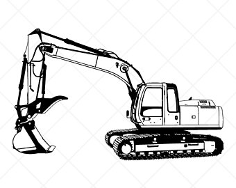 340x270 Black And White Backhoe Clipart