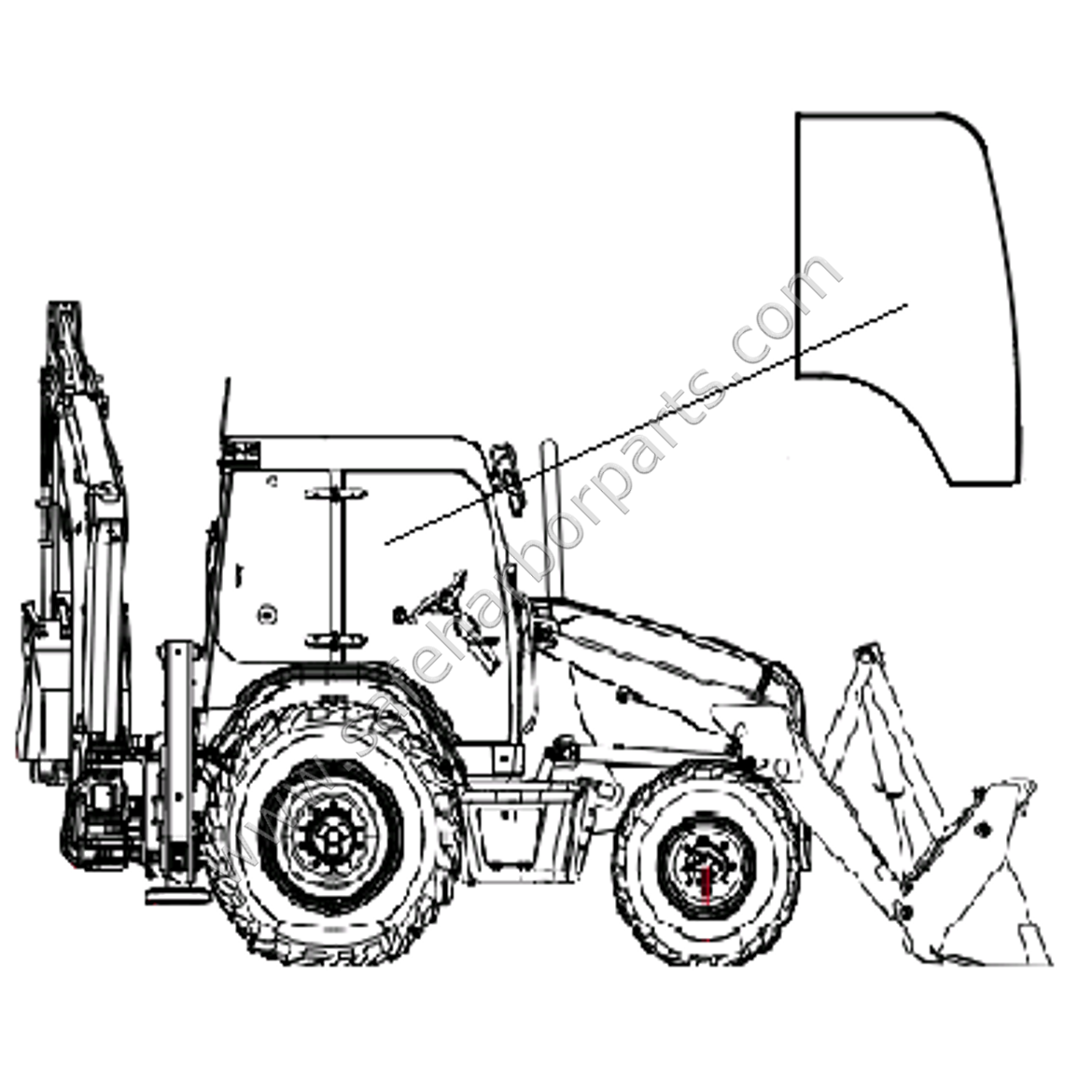 1170x1170 Backhoe Rh Door Glass
