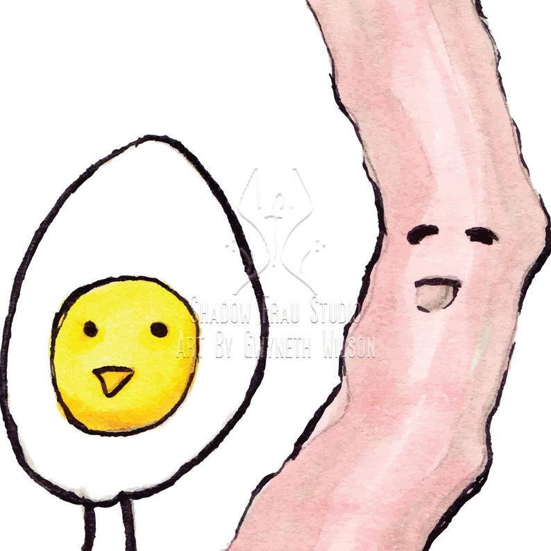 794x794 Egg And Bacon Drawing Digital Download Printable Home Etsy