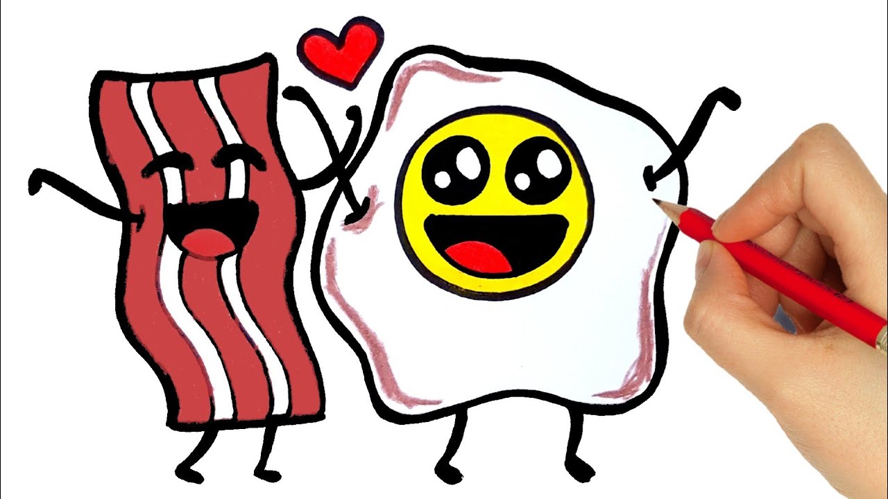 1280x720 How To Draw Egg And Bacon Easy Step