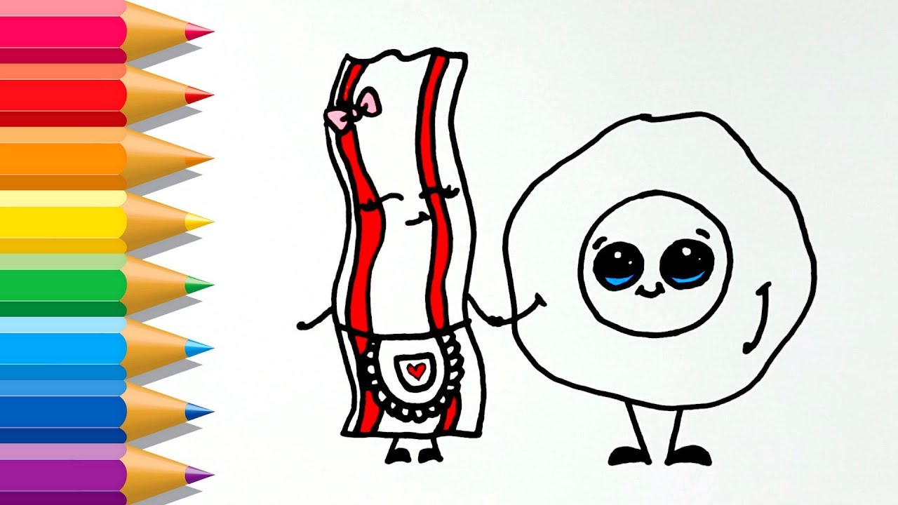 1280x720 how to draw cartoon bacon and eggs breakfast bacon and eggs