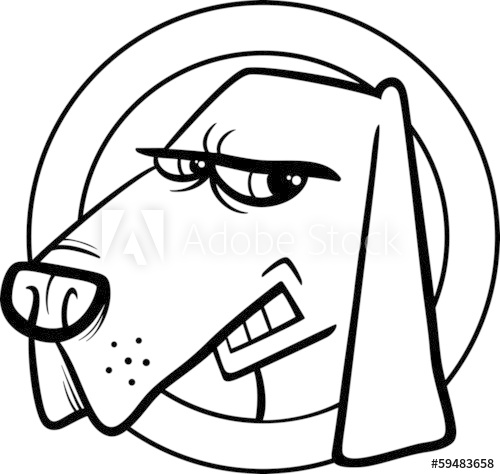 500x474 Bad Dog Sign Cartoon Coloring Page
