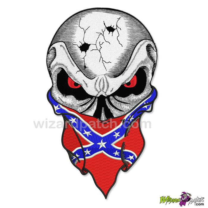 700x700 rebel confederate outlaw skull red eyes bandana large back patch